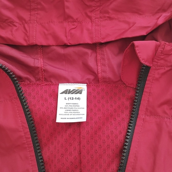 Avia Womens LIghtweight Burgundy Hooded Jacket Size 12-14 L - Picture 9 of 11